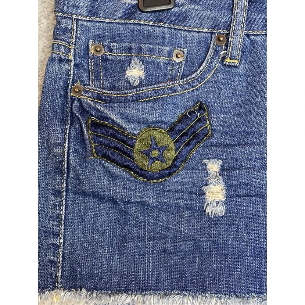 Forever 21 Denim Shorts Jean Sz 29 (Fit 30x2) Distressed Funky Retro Hippie